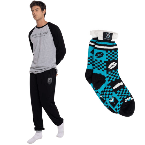 Port Adelaide Power Mens PJs & Bed Sock Set