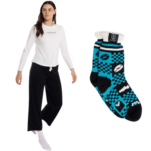 Port Adelaide Power Womens PJs & Bed Sock Set