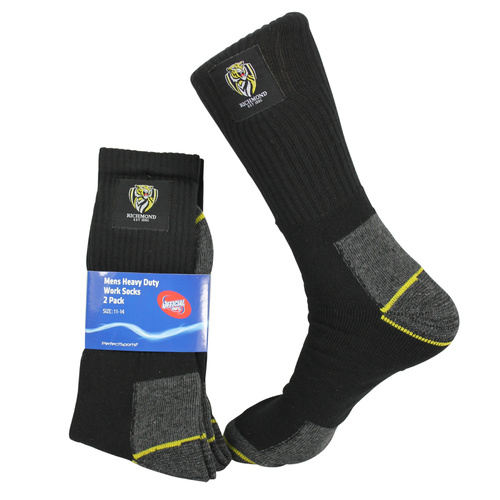 Richmond Tigers Mens Work Socks Pack of 2