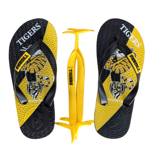 Richmond Tigers Kids Boomerangz Thongs w/extra Straps