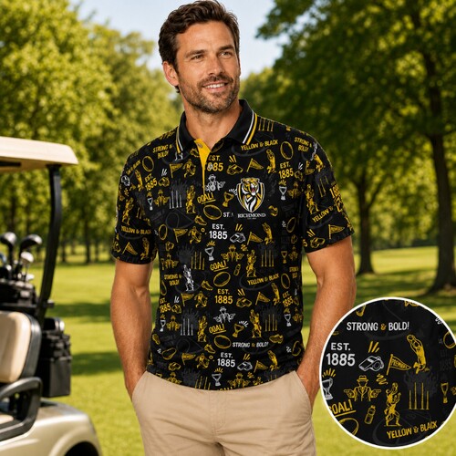 Richmond Tigers Mens Scrambler Golf Polo 
