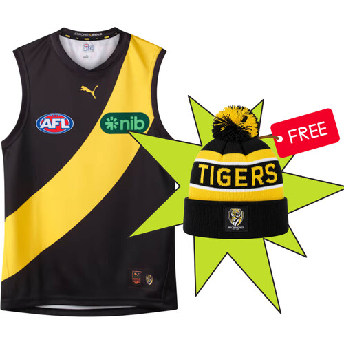 Richmond Tigers Puma Youths Home Guernsey + Free Beanie