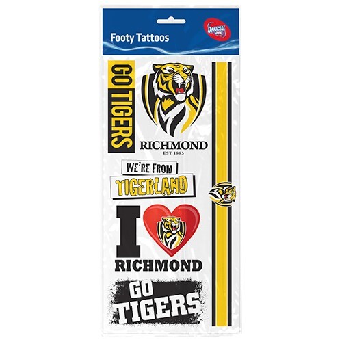 Richmond Tigers Footy Tattoo Sheet