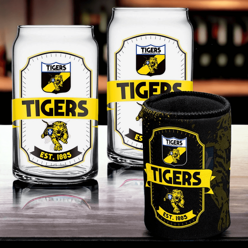 Richmond Tigers Can Shaped Glasses with Can Cooler