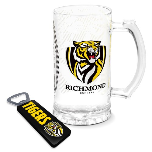 Richmond Tigers Stein Glass & Magnetic Bottle Opener
