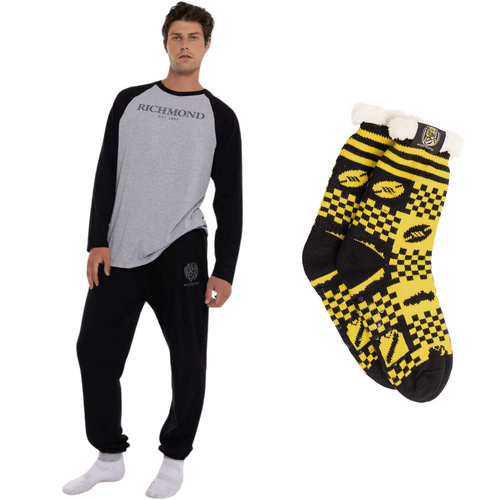 Richmond Tigers Mens PJs & Bed Sock Set