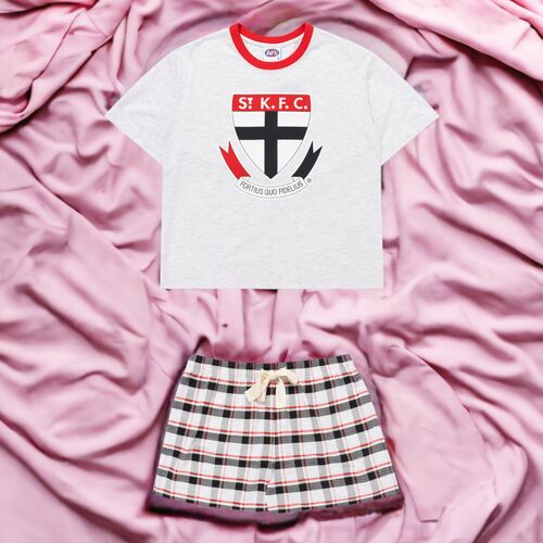 St Kilda Saints Womens Check PJ Set