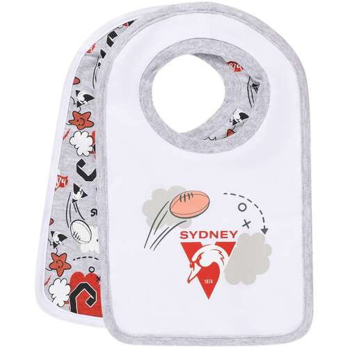 Sydney Swans Baby Cloud 2Pk Bibs