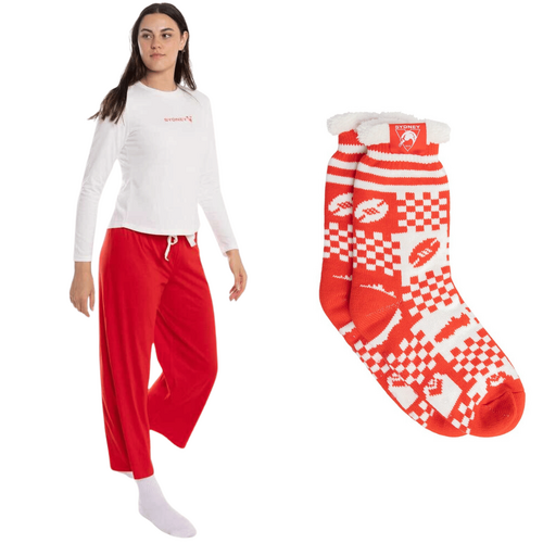 Sydney Swans Womens PJs & Bed Sock Set