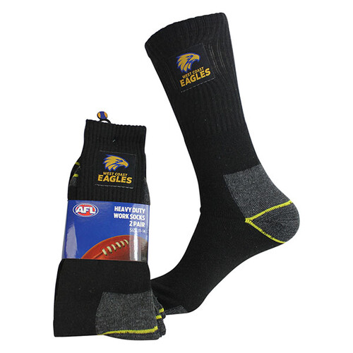 West Coast Eagles Mens Work Socks Pack of 2