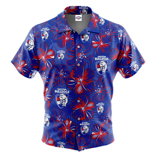 Western Bulldogs Hibiscus Hawaiian Shirt