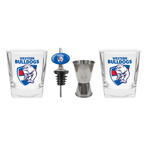 Western Bulldogs Spirit Glasses with Pourer and Jigger