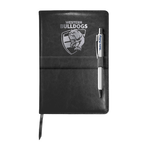 Western Bulldogs Leather Notebook with Pen