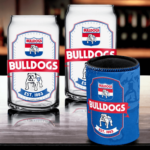 Western Bulldogs Can Shaped Glasses with Can Cooler