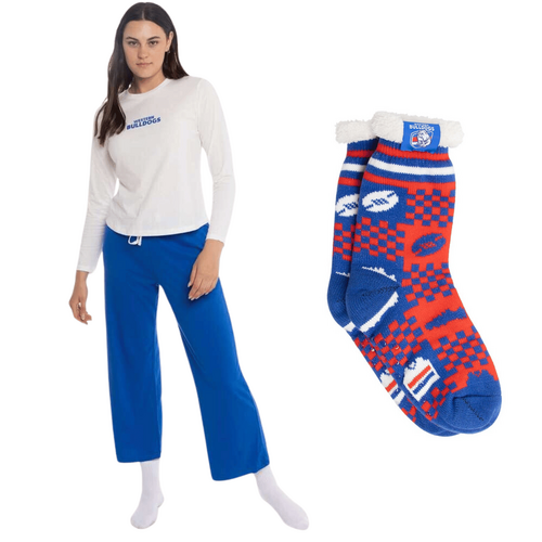 Western Bulldogs Womens PJs & Bed Sock Set