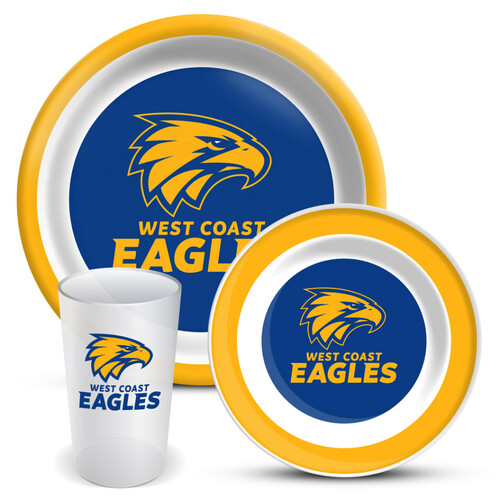 West Coast Eagles 3 Piece Melamine Dinner Set