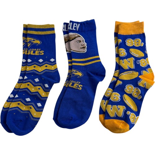 West Coast Eagles Harley Reid 3-Pk Socks Gift Set