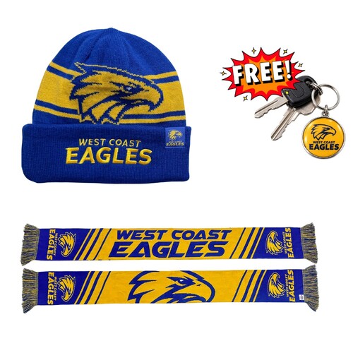West Coast Eagles Scarf and Beanie Bundle
