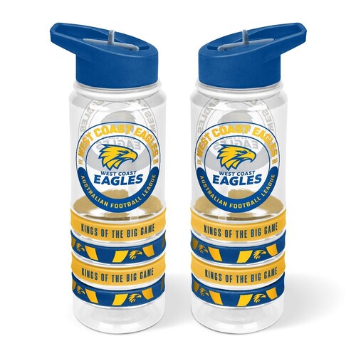 West Coast Eagles Tritan Sports Bottle with Wrist Bands