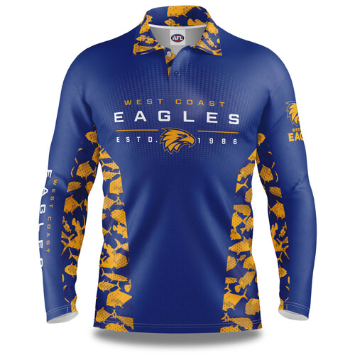 West Coast Eagles Adults Reef Runner Collared Fishing Shirt