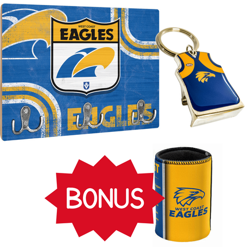 West Coast Eagles Key Rack & Key Ring Bundle