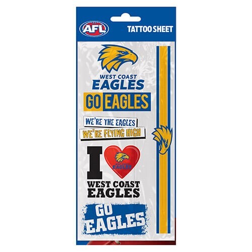 West Coast Eagles Footy Tattoo Sheet