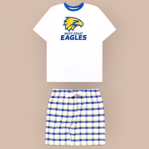 West Coast Eagles Mens Check PJ Set