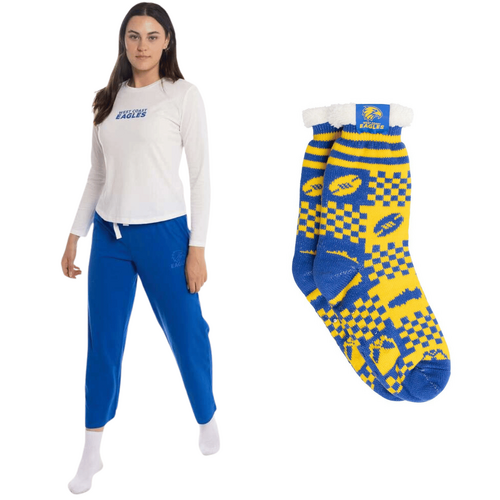 West Coast Eagles Womens PJs & Bed Sock Set